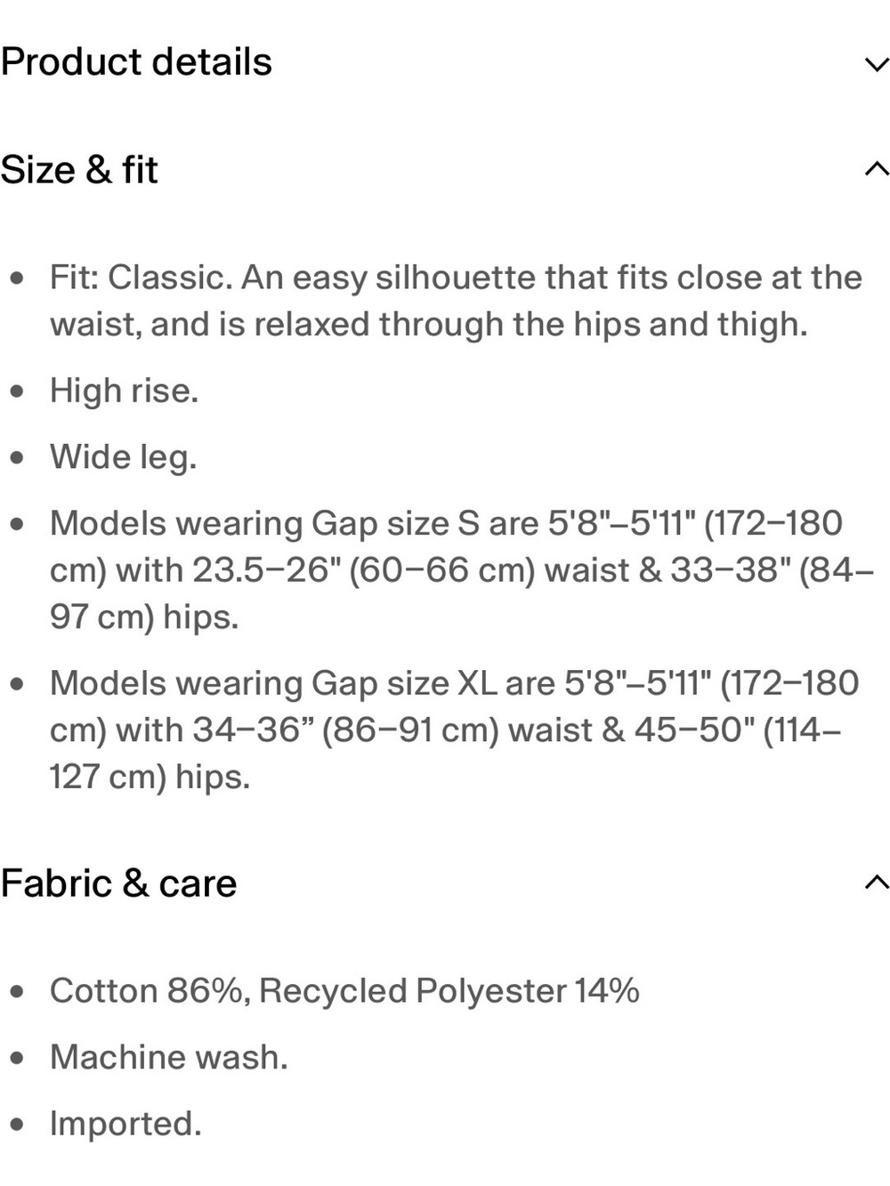 GAP Dark Grey Heavyweight French Terry Wide-Leg Sweatpant Jeans | SIZE S - Picture 9 of 9